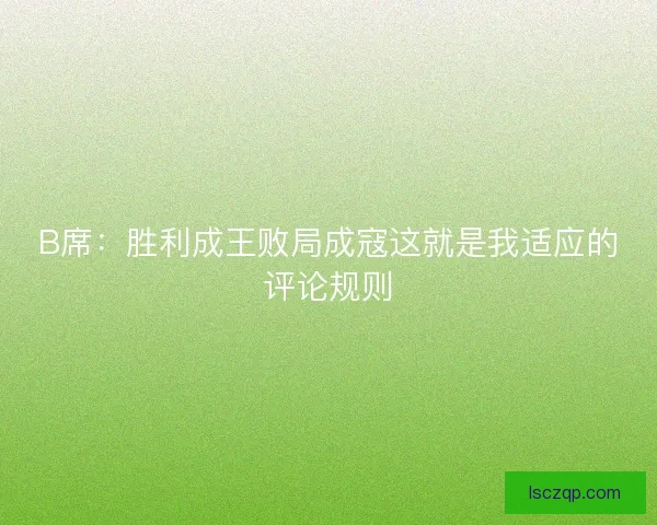 B席：胜利成王败局成寇这就是我适应的评论规则