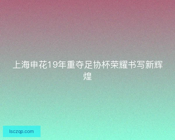 上海申花19年重夺足协杯荣耀书写新辉煌