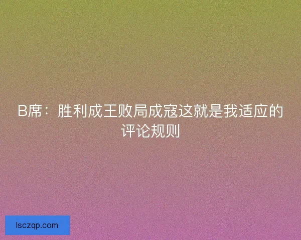 B席：胜利成王败局成寇这就是我适应的评论规则